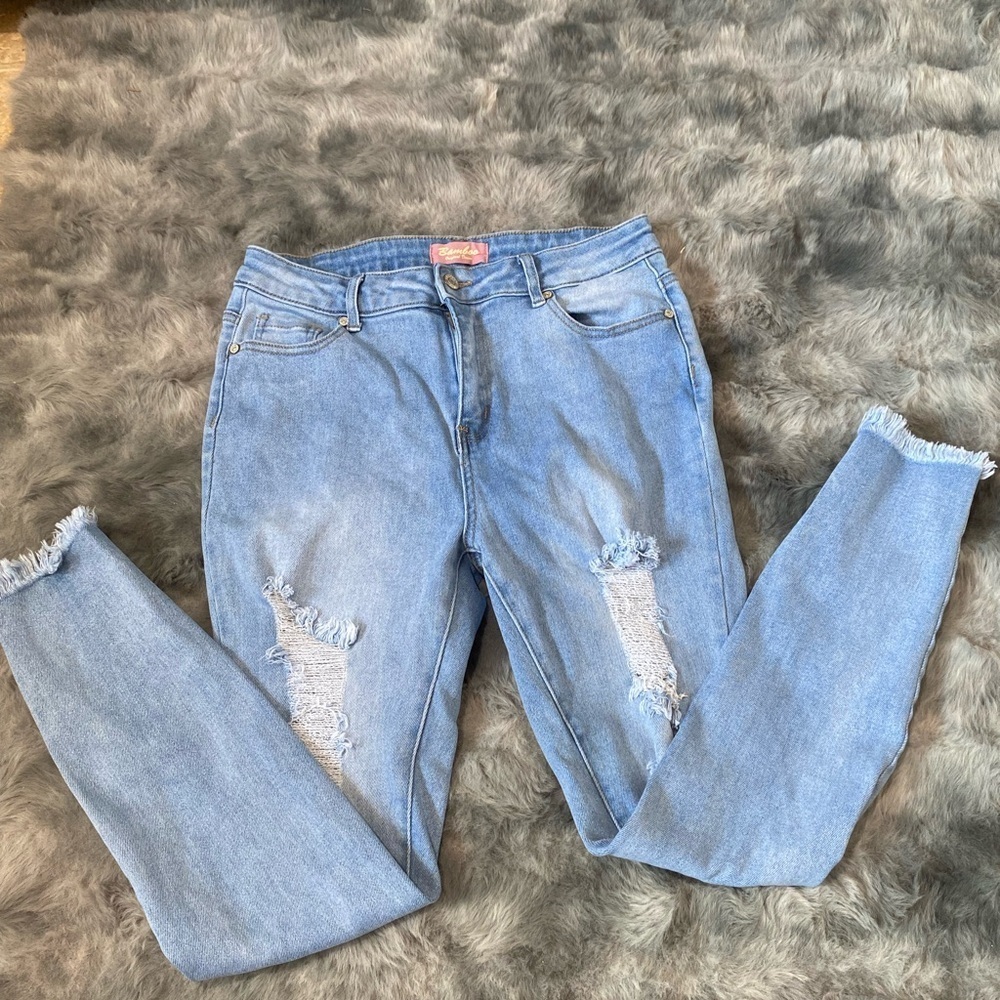 Bamboo Original Denim  Light Blue Distressed Women's Jeans